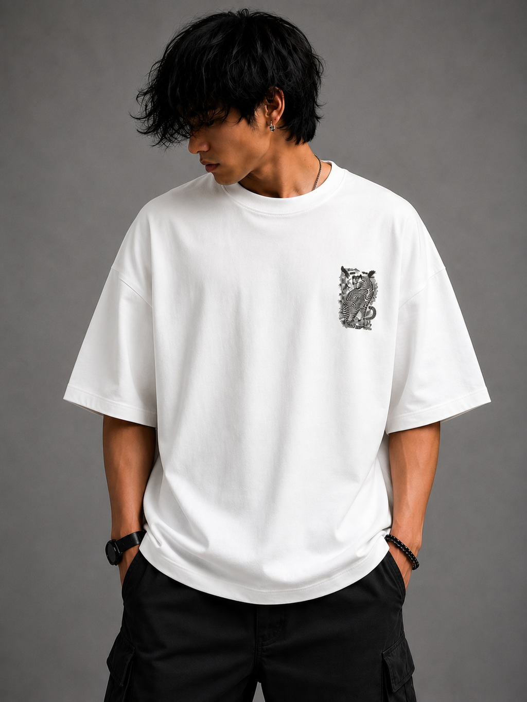STRIPED FURY Oversized Tee